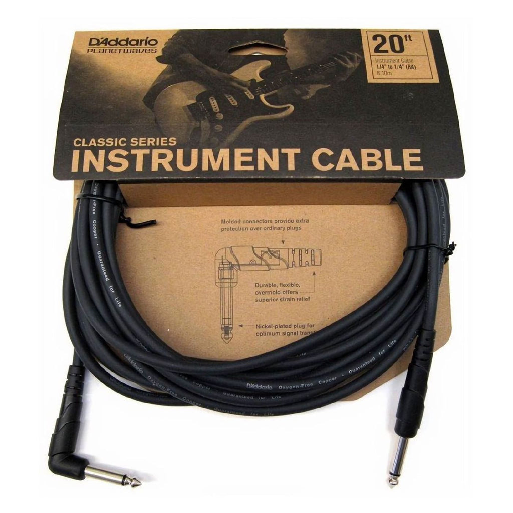 Planet Waves Classic Series 20ft 1/4 inch Instrument/Guitar Cable (Right Angle Plug)