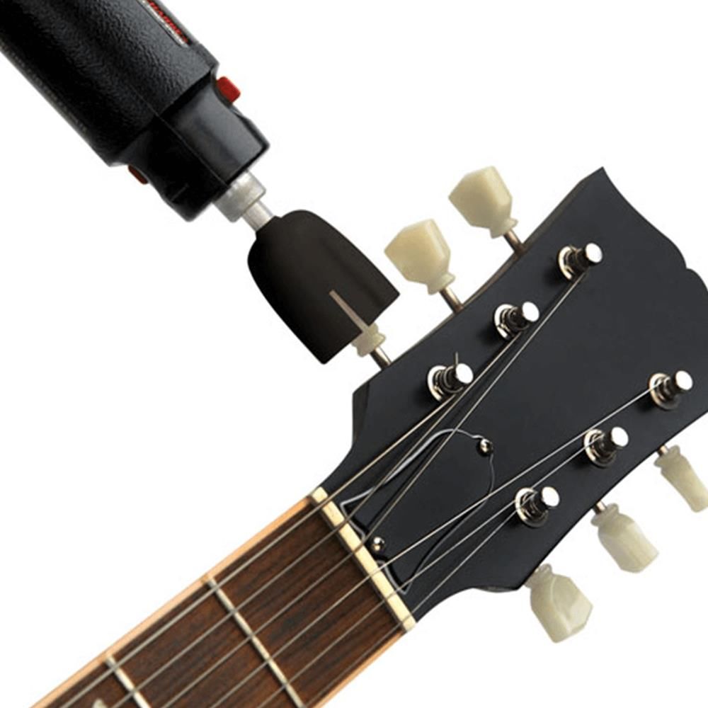 D'Addario Planet Waves drill bit peg winder for guitar tuning, with a black grip and metal winding end for string tuning assistance.
