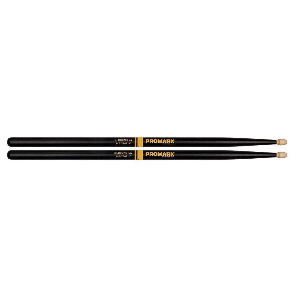 Promark Rebound 5A ActiveGrip Drumsticks - Acorn Tip Black