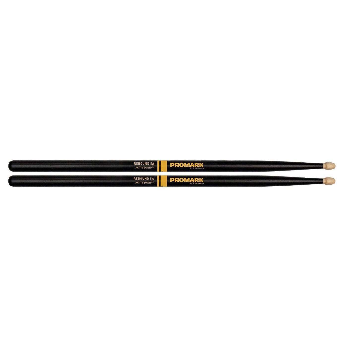 Promark Rebound 5A ActiveGrip Drumsticks - Acorn Tip Black