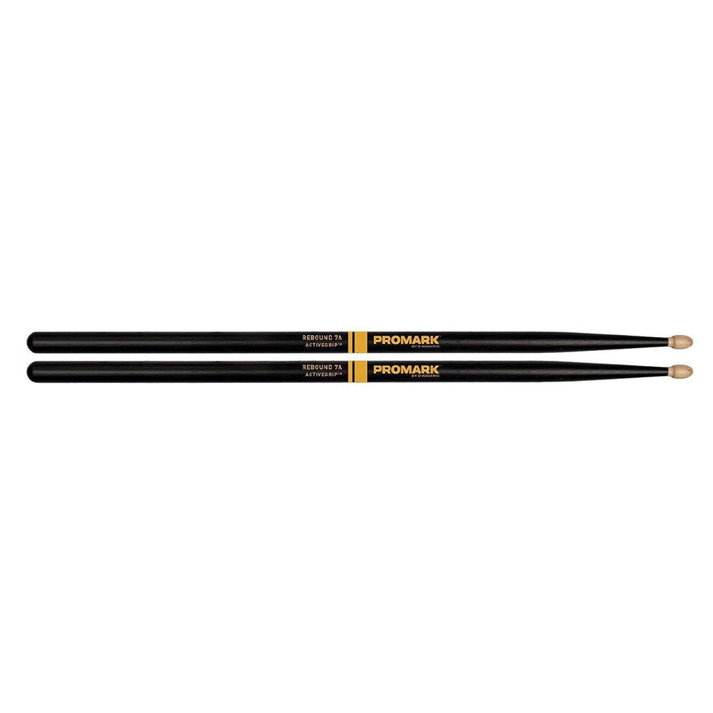 Promark Rebound 7A ActiveGrip Drumsticks - Acorn Tip Black