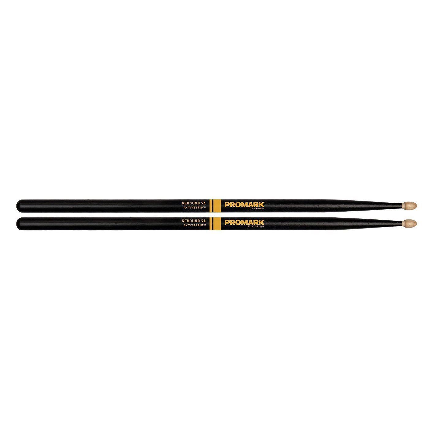 Promark Rebound 7A ActiveGrip Drumsticks - Acorn Tip Black