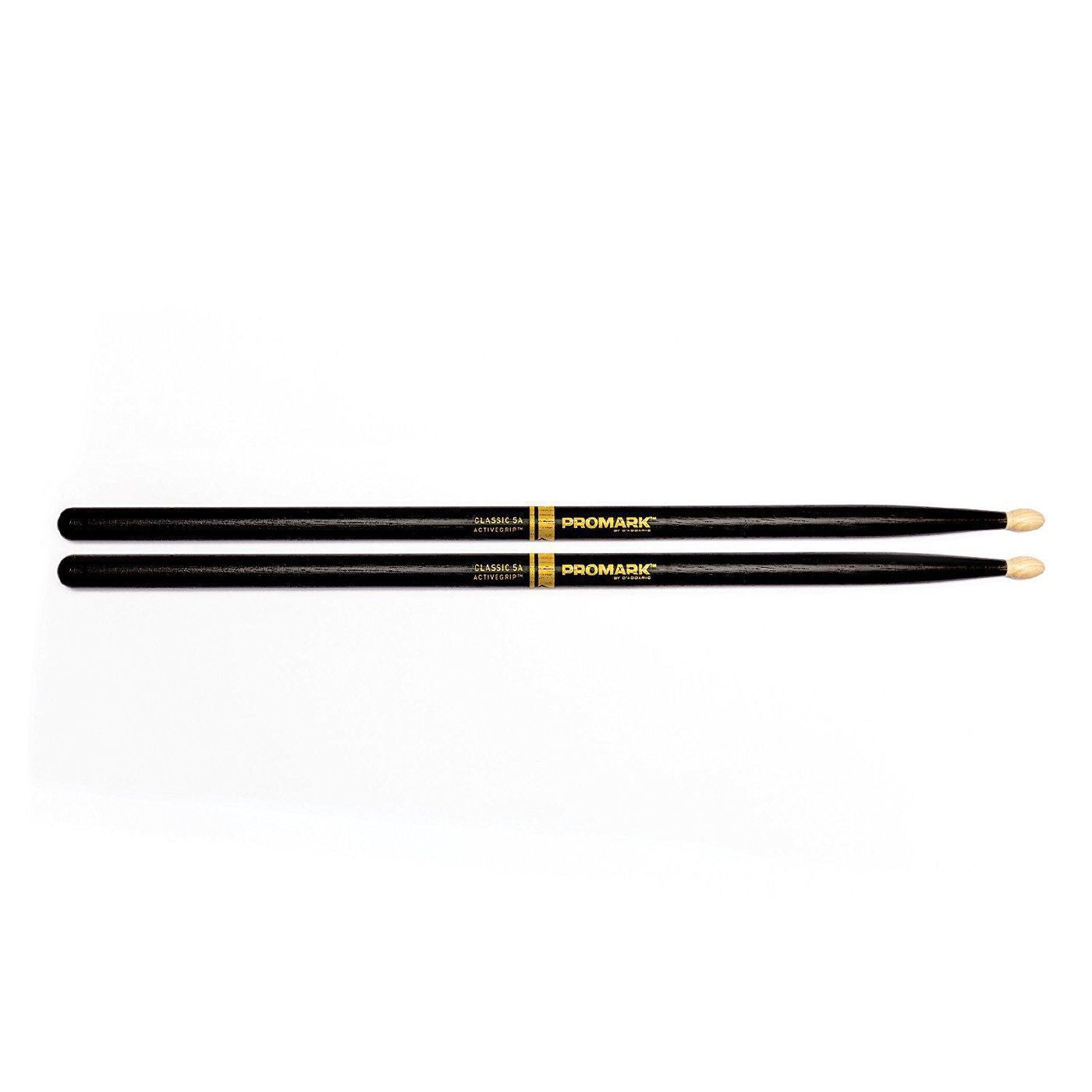 Promark Classic 5A ActiveGrip Drumsticks - Oval Tip Black