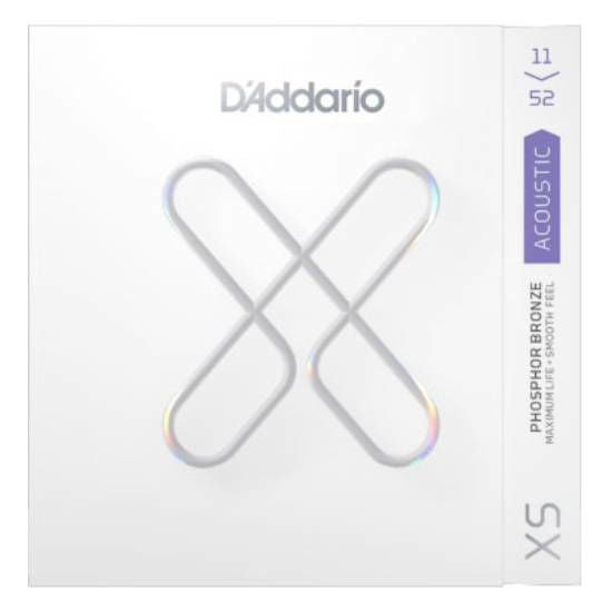 DAddario XS Set of Acoustic Guitar Strings, Phosphor Bronze, Custom Light, 11-52