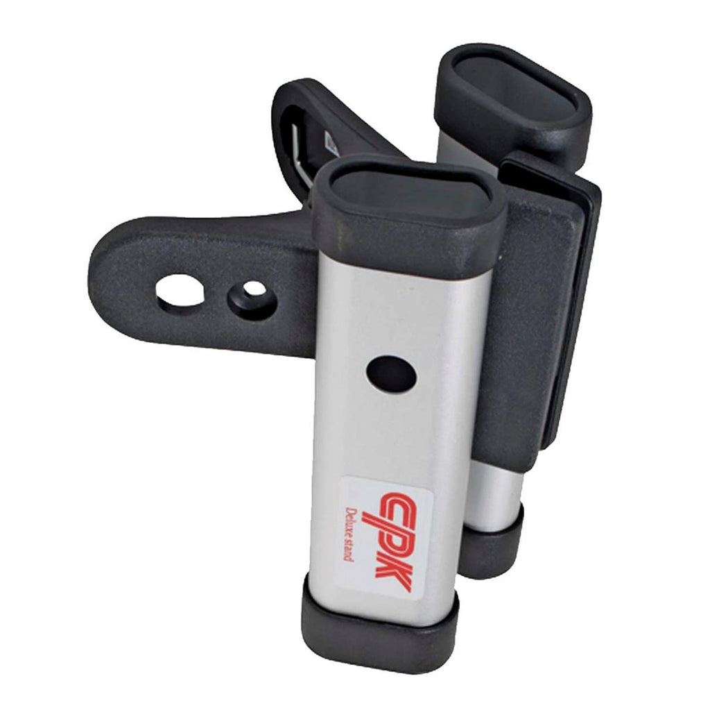 CPK DB757 drumstick holder attached to drum hardware, with multiple drumsticks stored for easy access during performance.