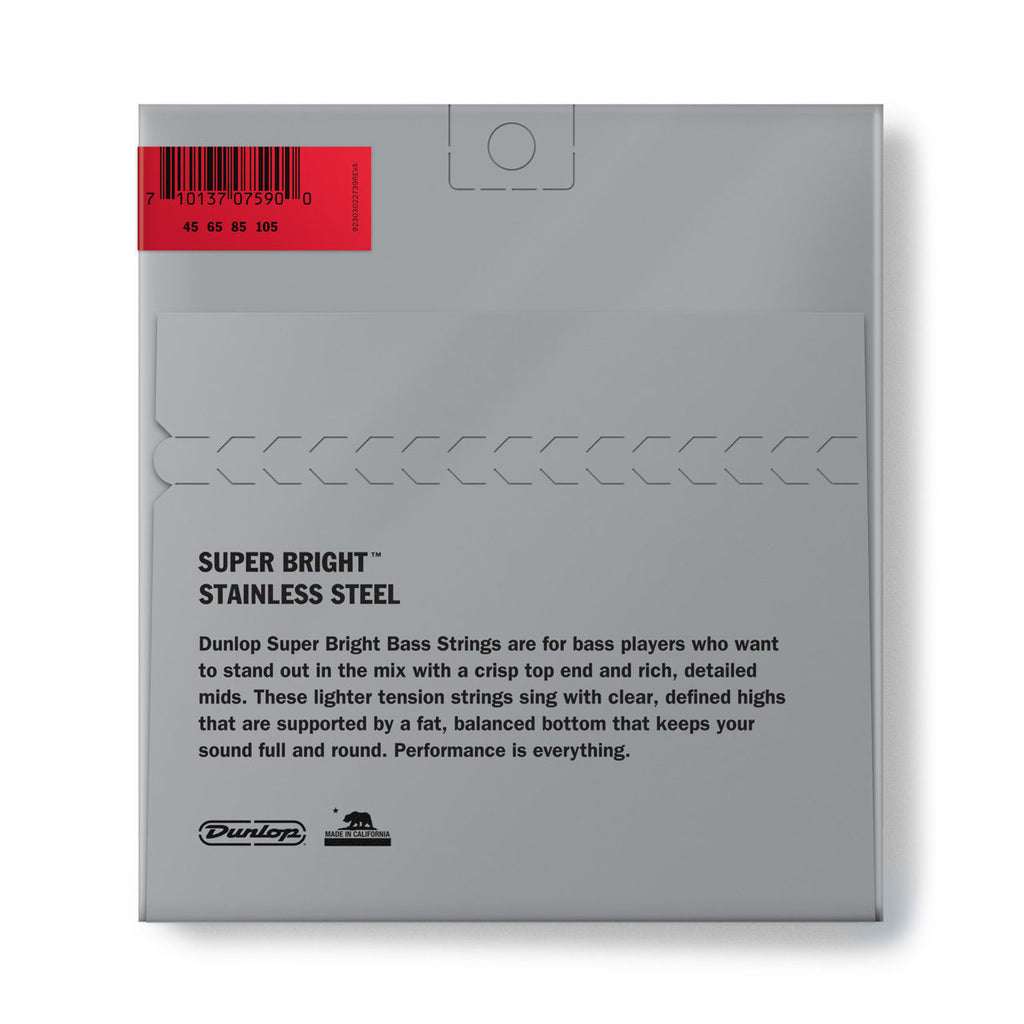Dunlop Super Bright Stainless Steel 4-String Bass Strings (45-105)