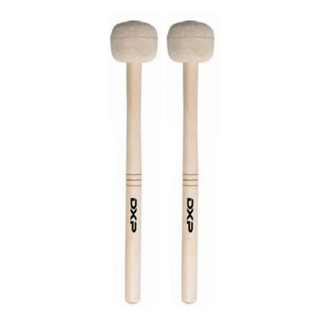 DXP DBT232 bass drum mallets with wooden handles, featuring round heads for percussion playing on drum kits and percussion instruments.