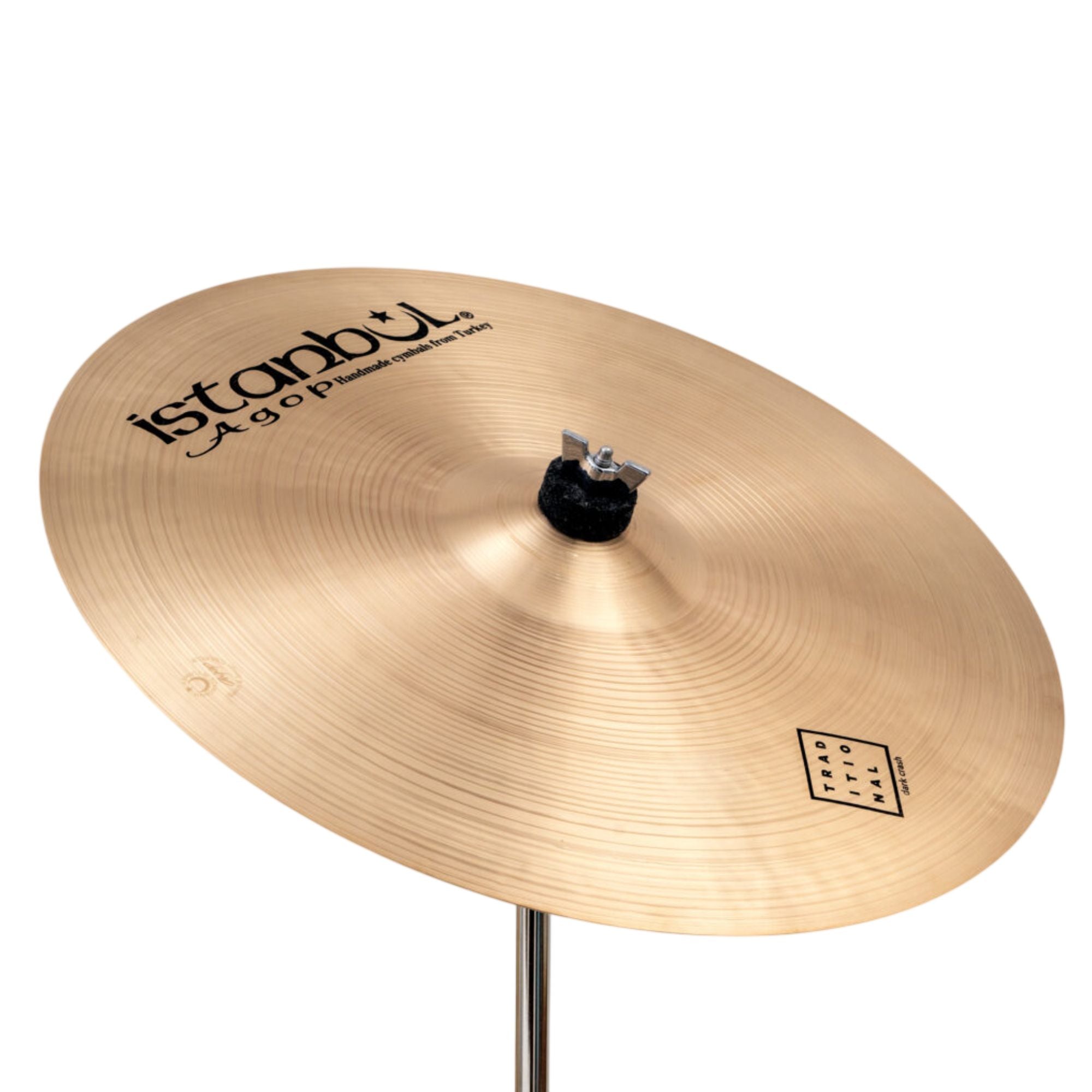 Istanbul Agop Istanbul 20" Traditional Dark Crash cymbal, single cymbal with a dark finish and intricate hammering details.