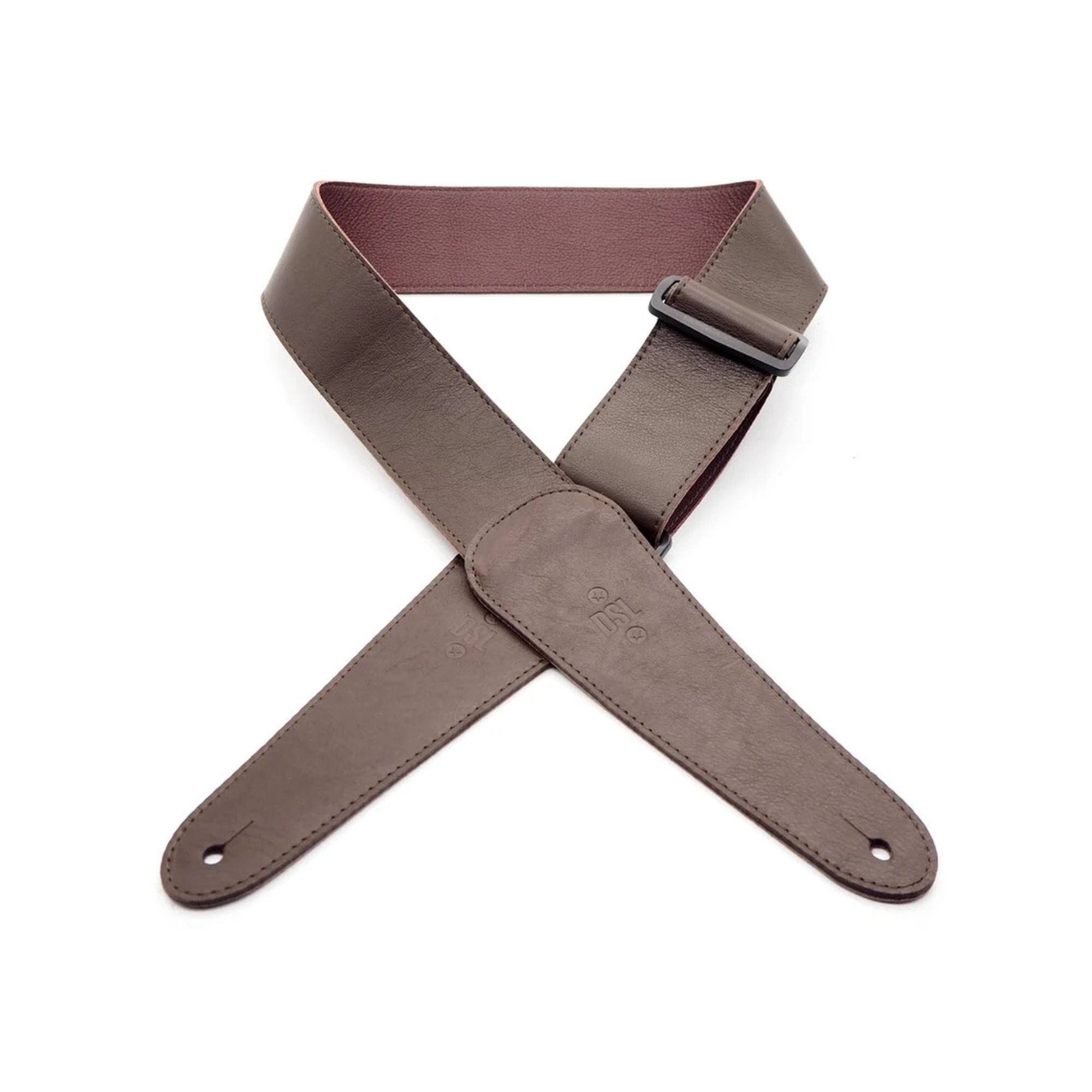 DSL DCM25 2.5" XL Buckle Slider Premium Leather Guitar Strap - Brown