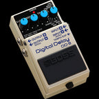 BOSS DD-8 Digital Delay guitar effects pedal with multiple delay modes and control knobs, shown from a front view.