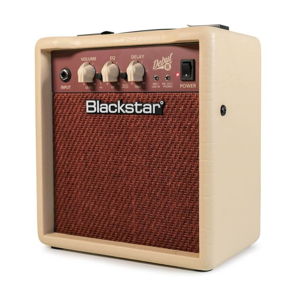 Blackstar Debut 10E 10W electric guitar combo amplifier with speaker and control panel visible.