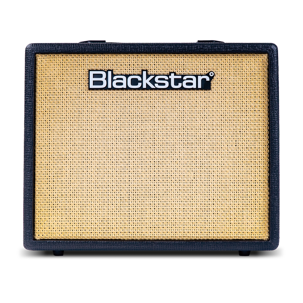 Blackstar Debut 30E 30W combo guitar amplifier in black with control knobs and speaker grille, designed for electric guitar sound.