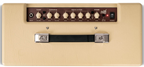 Blackstar Debut 50R 1x12 50W guitar combo amplifier in cream color, showing control panel and speaker grille.