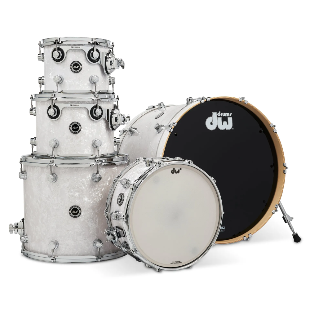 DWe 5pc Electric Drum Shell Pack w/Cymbals & Hardware - White Marine Pearl