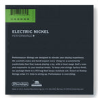 Dunlop DEN1150 electric guitar strings, medium heavy gauge 11-50, shown on a guitar with packaging in the background.