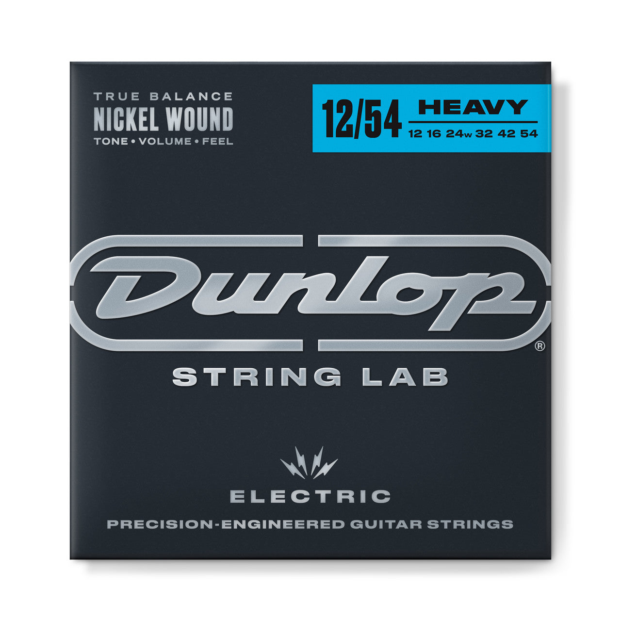 Dunlop electric guitar strings 12-54 set, shown with packaging and string details for electric guitar players.