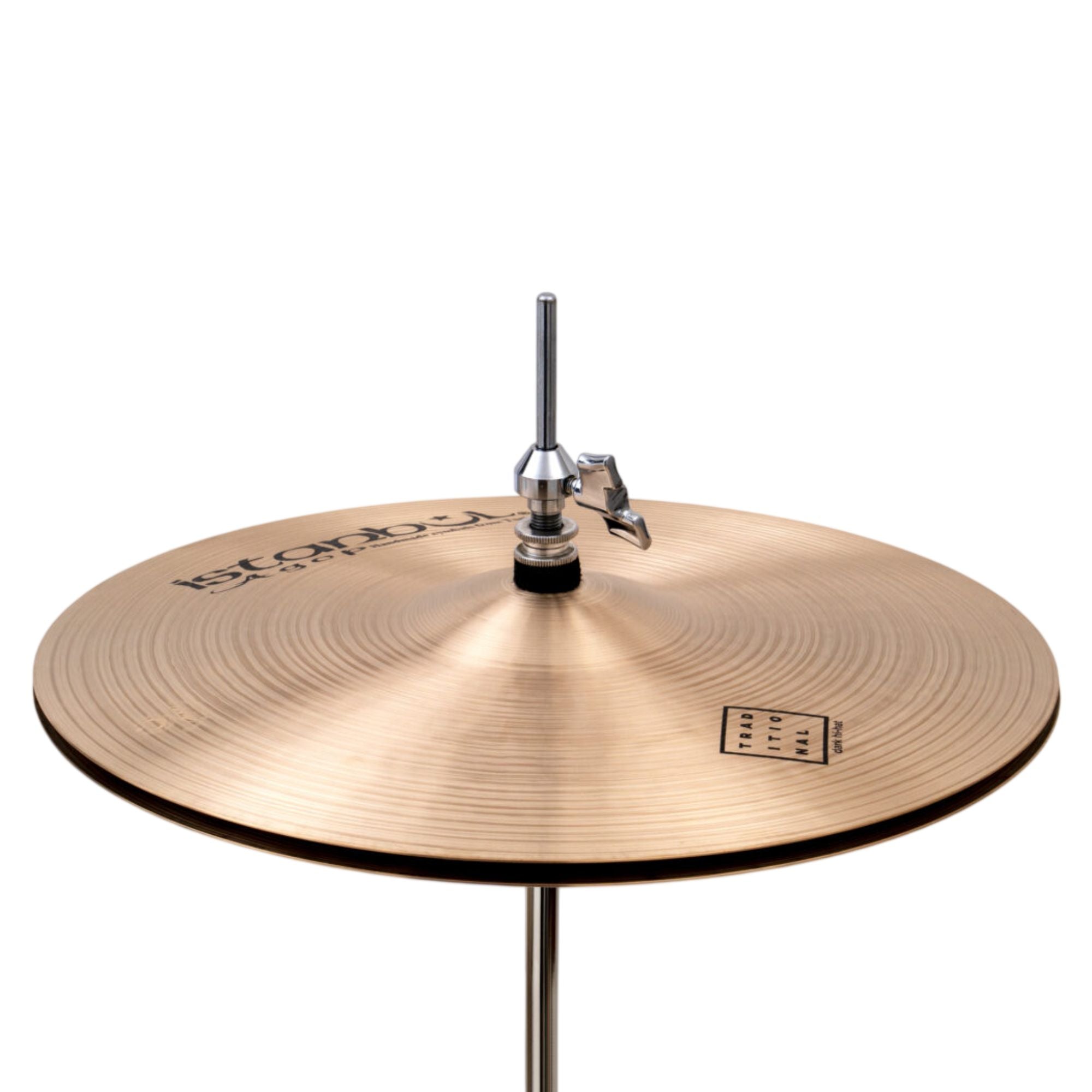 Istanbul Agop Istanbul 15" Traditional Dark Hi-Hats single cymbals set showing dark finish and detailed craftsmanship.