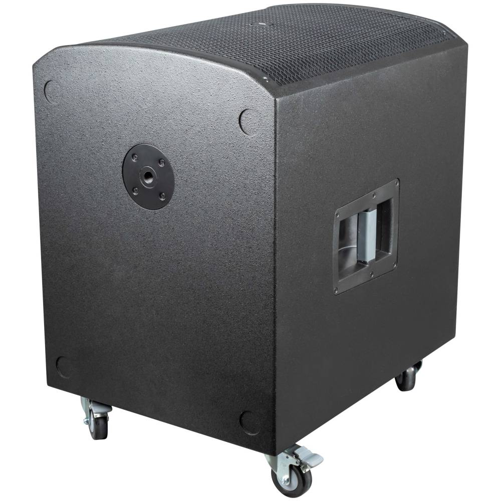 Proel DIVA SUB 18 A powered 18-inch subwoofer with robust enclosure and control panel, designed for high-performance sound reinforcement.