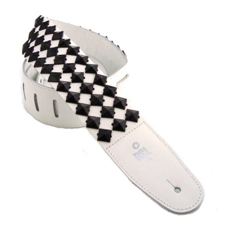 DSL Straps Metal Series Pyramid Metal Leather Guitar Strap 2.5in - Black