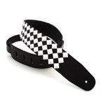 DSL Straps Metal Series Pyramid Metal Leather Guitar Strap 2.5in - White