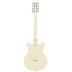 Danelectro Vintage 12-string electric guitar in vintage white with chrome hardware and six dual-coil pickups.