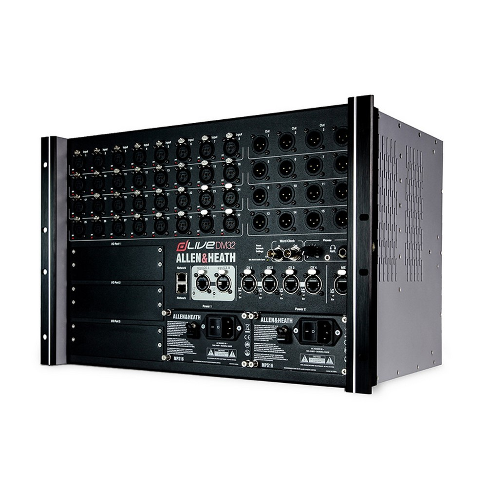 Allen & Heath dLive DM32 MixRack 128 x 64 I/O, 32/16 XLR, 1 x PSU, ME-1 port, 3 x I/O Ports
