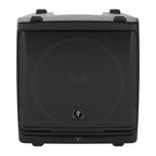 Mackie DLM12 2000W powered PA speaker with black enclosure and control panel, designed for professional sound reinforcement.