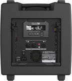 Mackie DLM12 2000W powered PA speaker with a black enclosure and control panel, designed for professional audio performance.