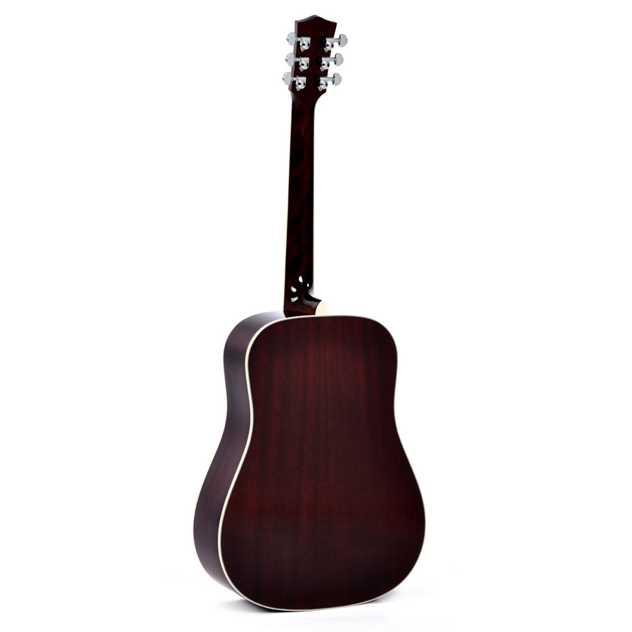 Sigma DM-SG5 Hummingbird dreadnought acoustic guitar, showcasing its wooden body, soundhole, and six steel strings.