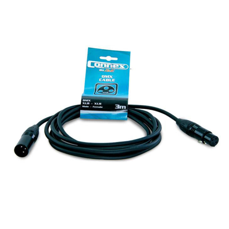 Connex DMX3P-3 3 Pin 110ohm Black DMX Lighting Cable 3m (DMX3P3)
