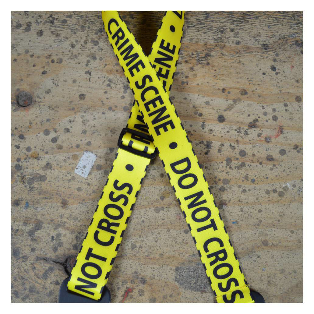 Colonial Leather Crime Scene Do Not Cross Printed Webbing Guitar Strap