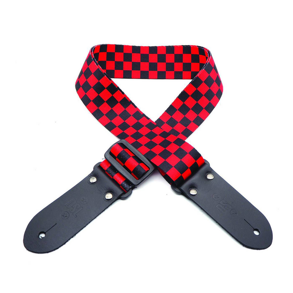 DSL Straps Weaving Series Digital Print Poly Guitar Strap 2in - CHECK-RED