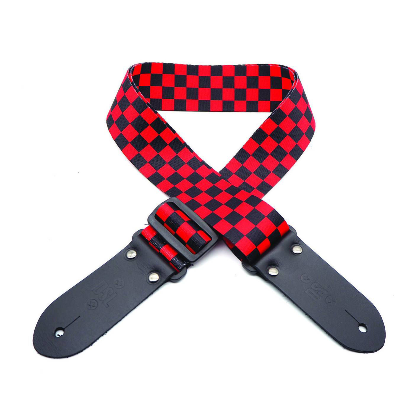 DSL Straps Weaving Series Digital Print Poly Guitar Strap 2in - CHECK-RED