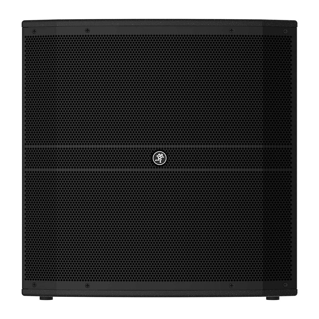 Mackie DRM18S-P 18-inch professional passive subwoofer with rugged enclosure and speaker grille for powerful bass sound.