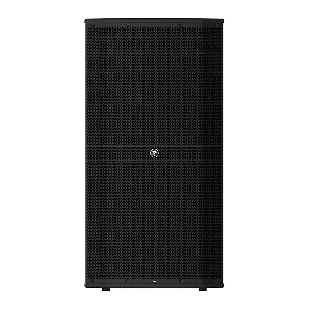 Mackie DRM315 15-inch 3-way professional powered PA speaker with 2300W output, shown with grille and control panel.