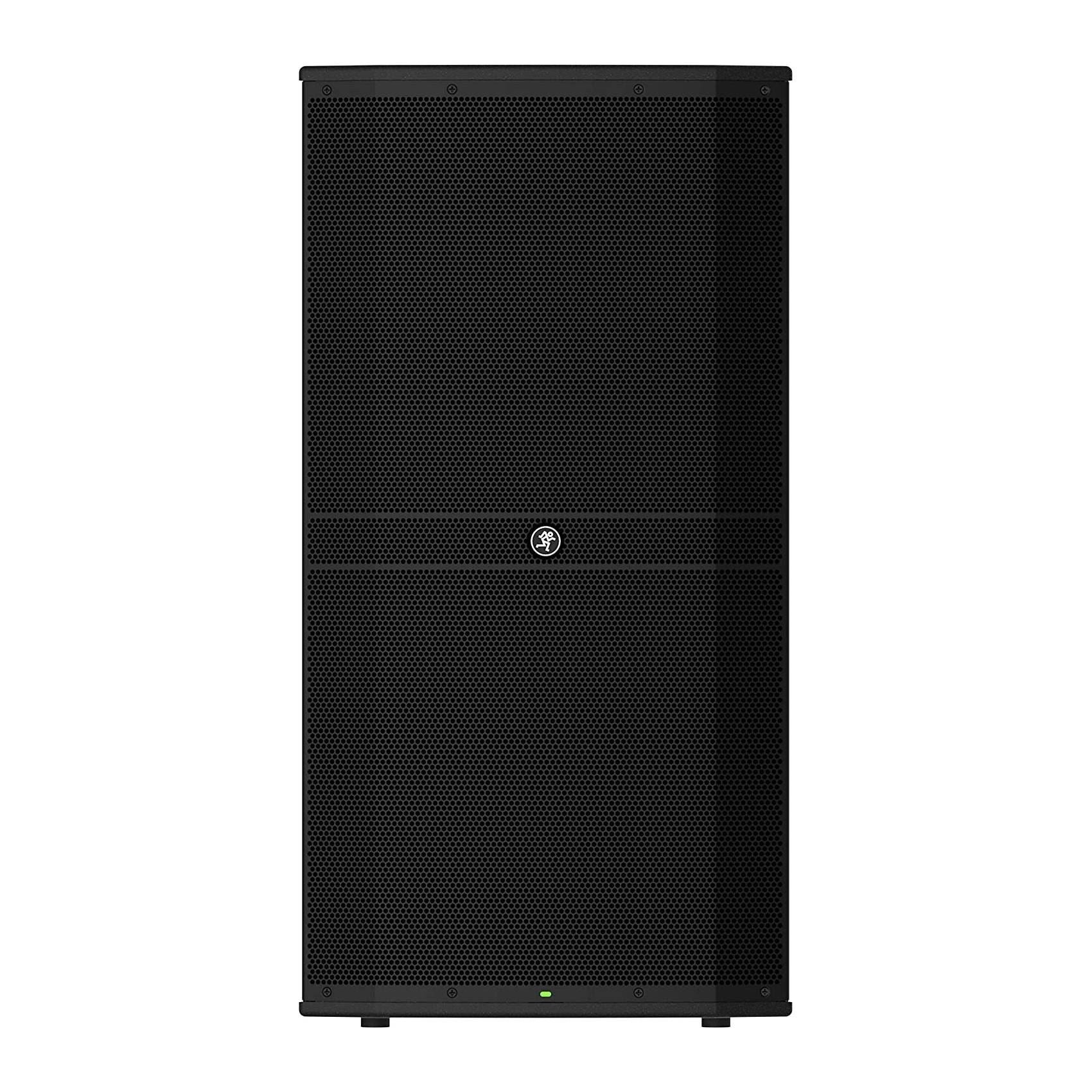 Mackie DRM315 15-inch 3-way professional powered PA speaker with 2300W output, shown with grille and control panel.