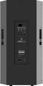 Mackie DRM315 15-inch 3-way professional powered PA speaker with 2300W output, showing the front grille and control panel.