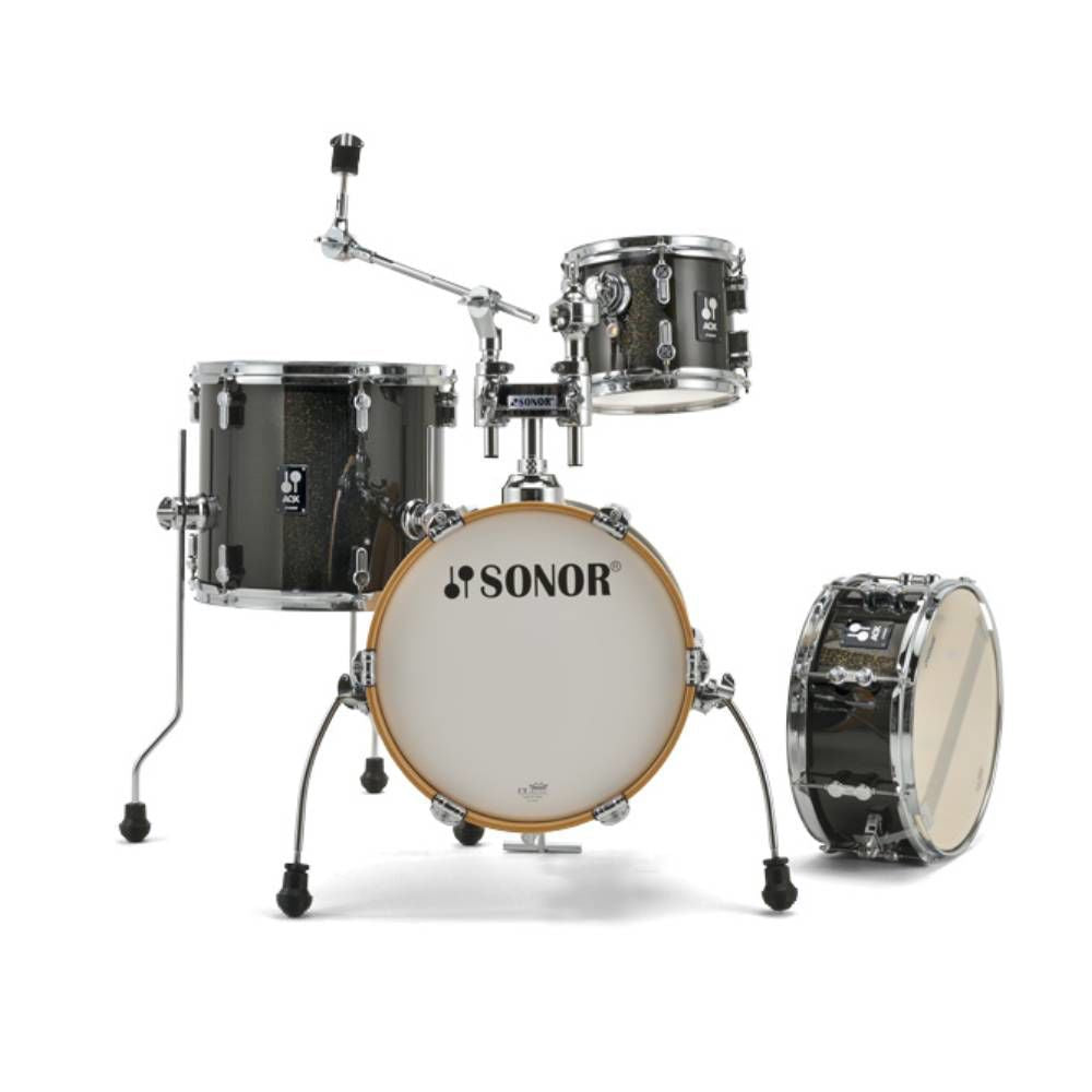 Sonor AQX Micro 4-Piece Shell Pack Drum Kit in Black Midnight Sparkle