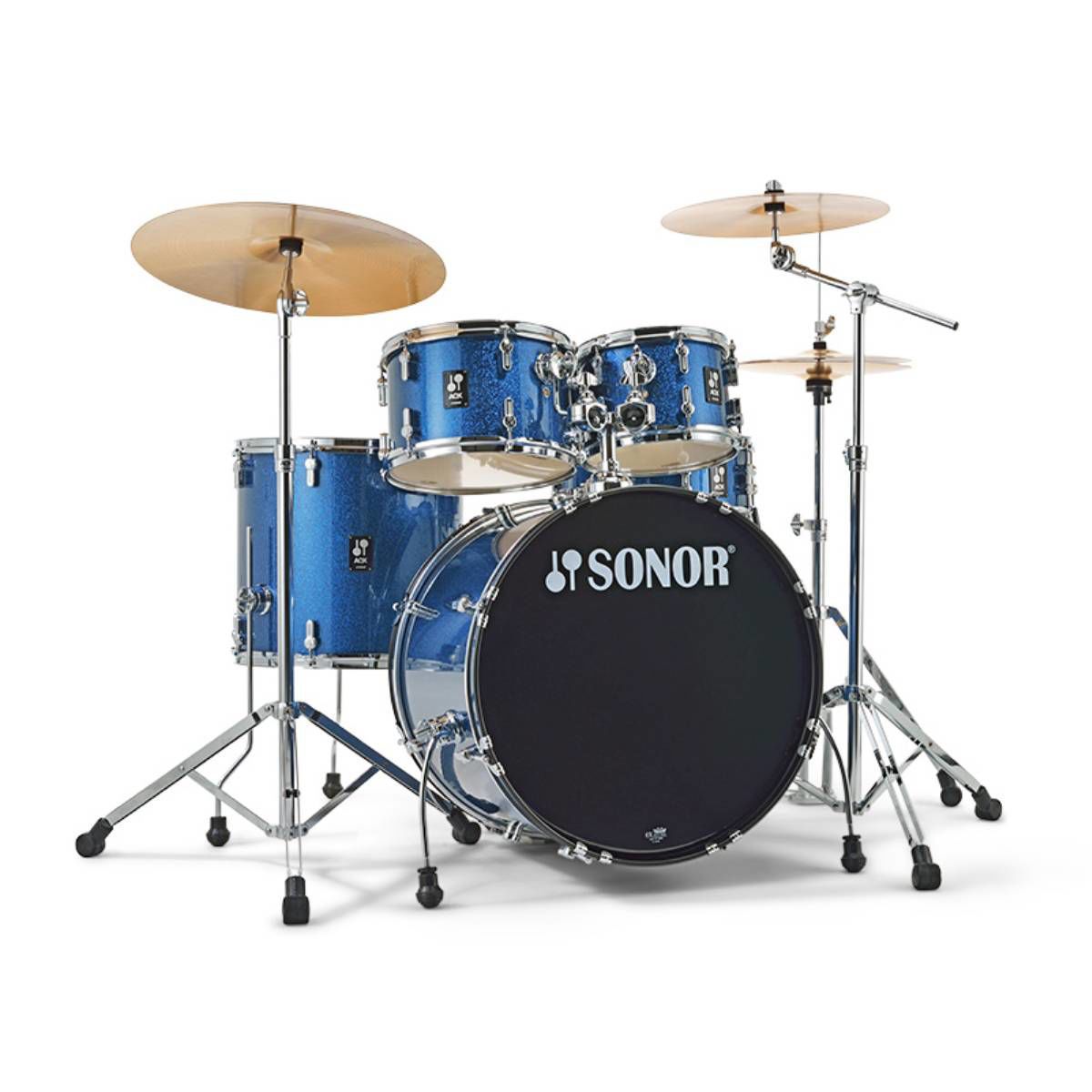 Sonor AQX Stage 5-Piece Drum Kit with 1000 Series Hardware & B8 Cymbal Pack in Blue Ocean Sparkle