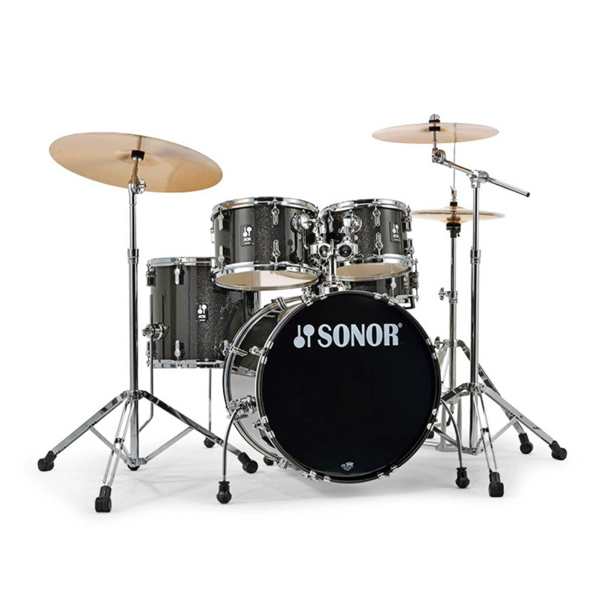 Sonor AQX Studio 5-Piece Drum Kit with 1000 Series Hardware & B8 Cymbal Pack in Black Midnight Sparkle