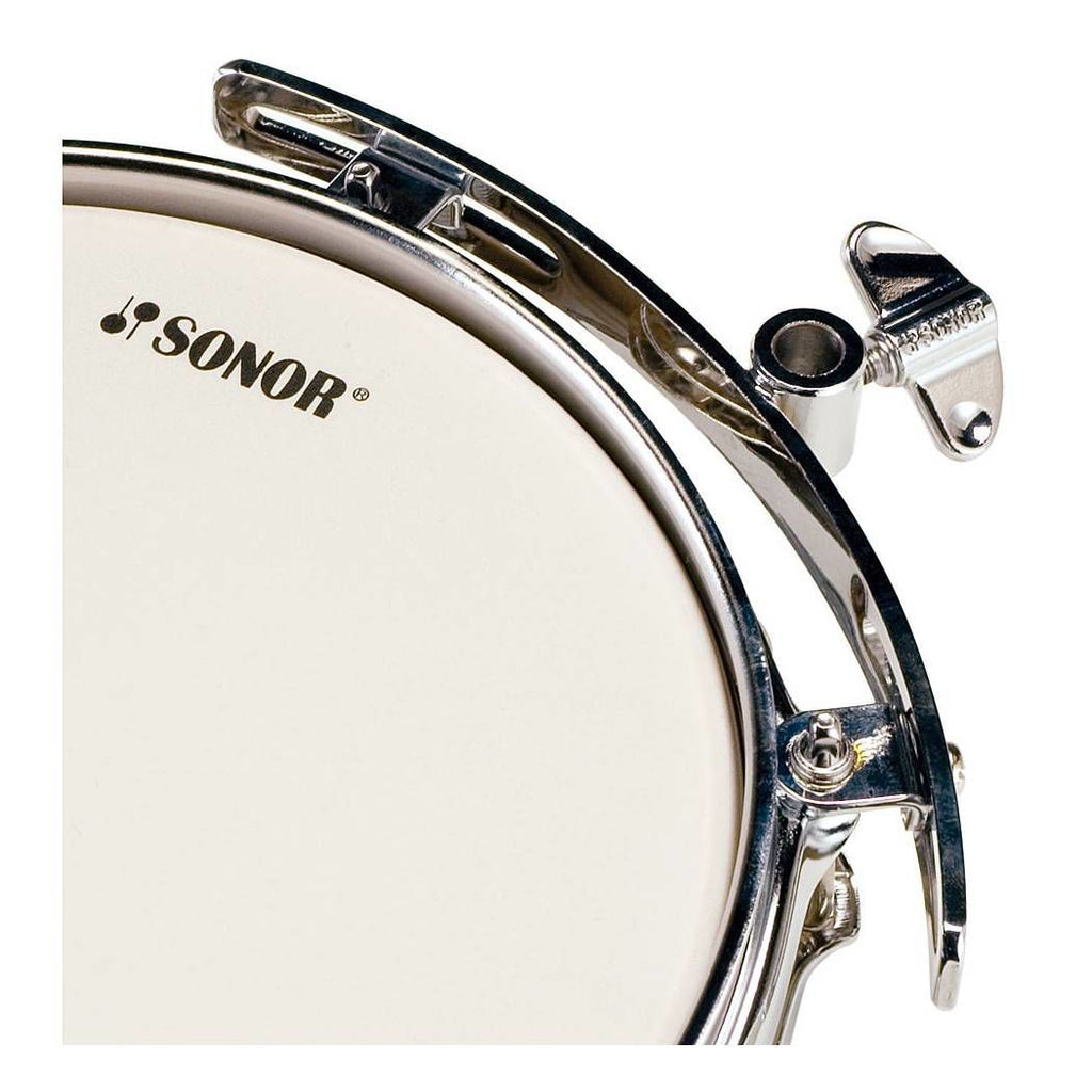 SONOR Jungle Snare Drum Holder attached to drum hardware, designed for secure and adjustable snare drum support.
