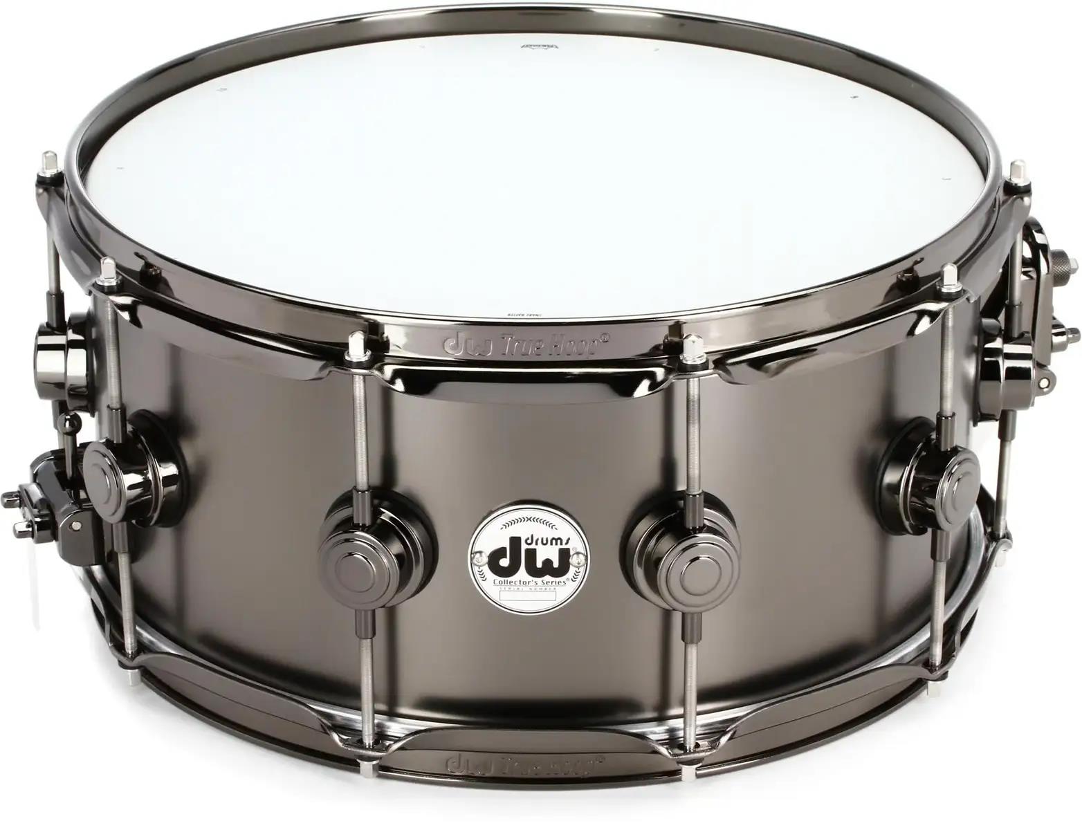 DW Collectors 14 x 6.5 inch Snare Drum with Black Nickel Hardware in Satin Black Over Brass