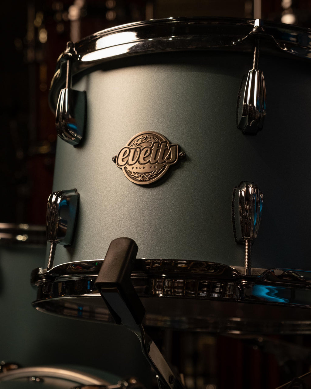 Evetts Jarrah 12x8, 14x14, 18x14 Bop Drum Kit in Matte Ocean Mist Metallic