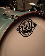 Evetts Jarrah 12x8, 14x14, 18x14 Bop Drum Kit in Matte Ocean Mist Metallic