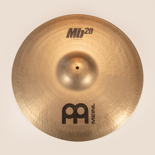 Preloved Meinl 22-inch MB20 Heavy Bell Ride Cymbal, single cymbal with a polished bronze finish, showing detailed surface texture.