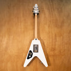 Preloved Gibson Copy Bullseye Flying V electric guitar, black and white design, body, neck, and headstock visible in the image.