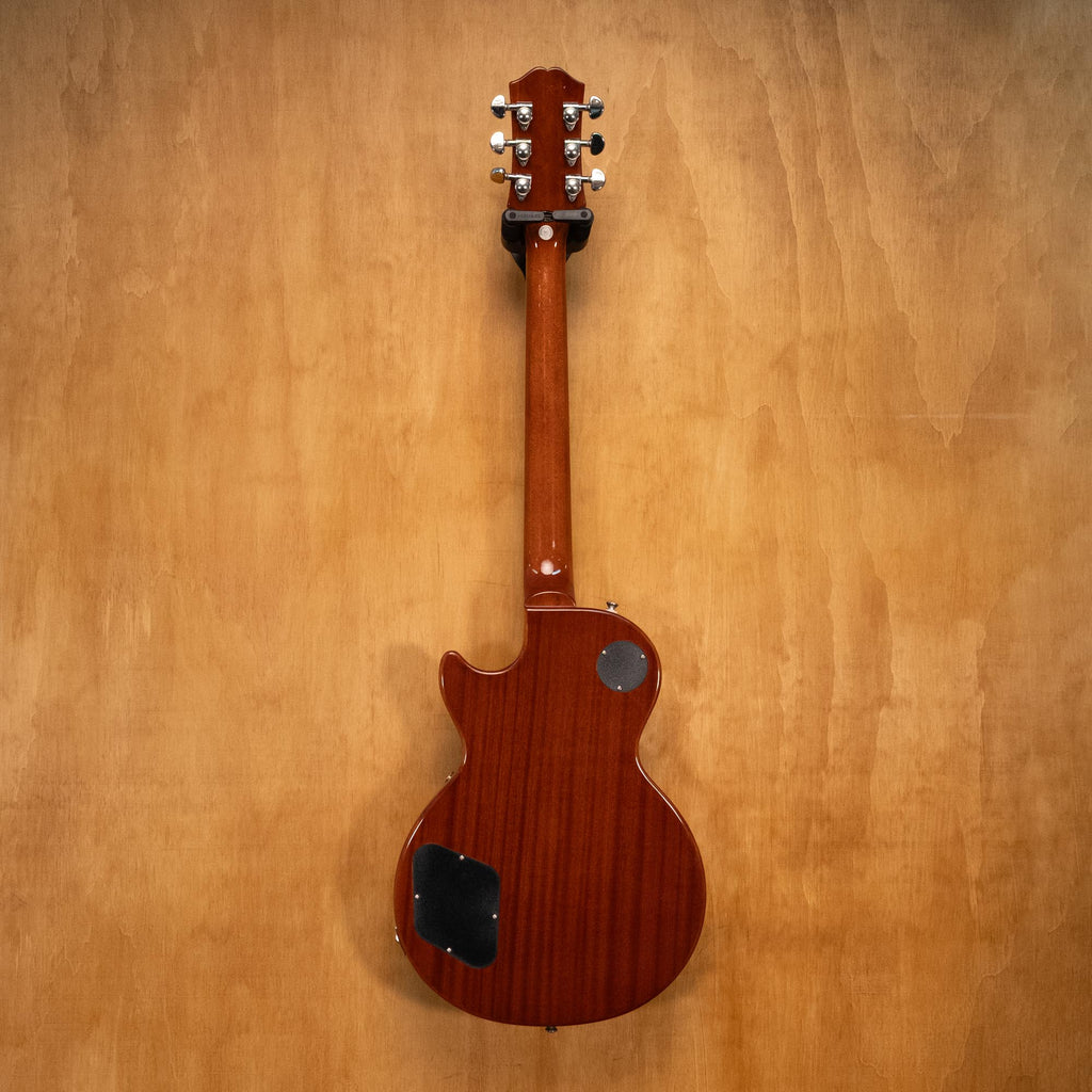 Epiphone Les Paul Classic electric guitar in honey burst finish, showing the body, neck, and pickups on a plain background.