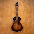 Gibson L-00 STD acoustic guitar in vintage sunburst finish, showing the body and fretboard of this preowned Gibson acoustic guitar.