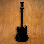 Preloved Gibson SG Standard electric guitar in ebony with chrome hardware and two humbucker pickups, shown on a plain background.