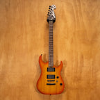 Washburn X200PROE electric guitar with a sunburst finish, solid body, and six-string design, shown on a stand.